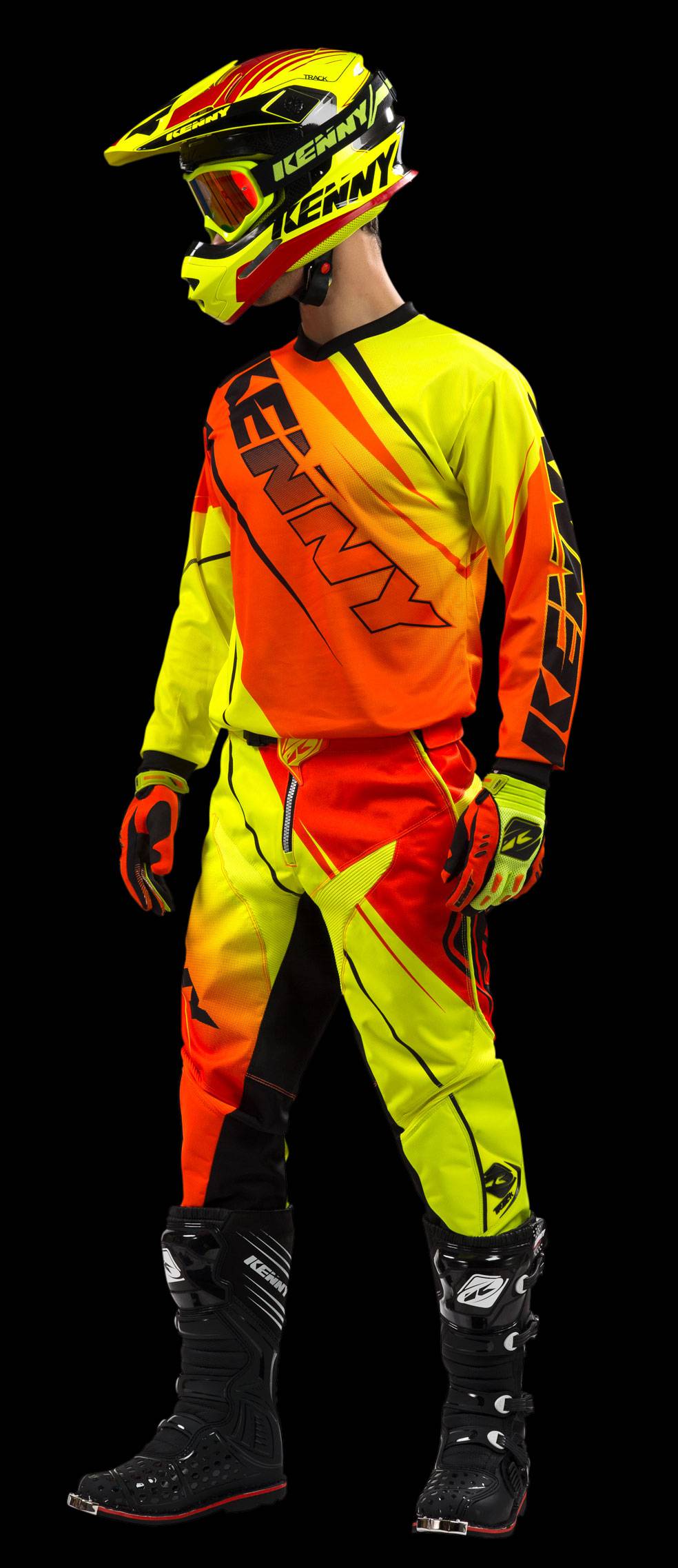 TENUE KENNY Track Orange Fluo/Jaune Enfant TRD Racing - Votre ...