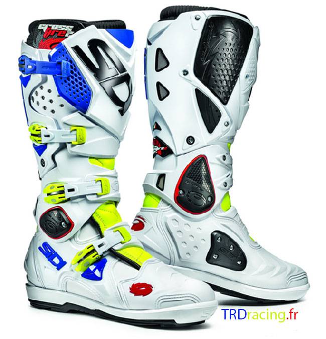 2 SIDI Crossfire BleuBlancheJaune SRS BOTTES reoCBdx